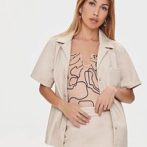 Faux Leather Shirt & Mini Skirt Set